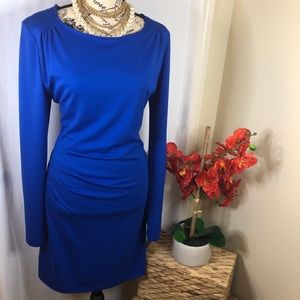 MNG By Mango Blue Dress w/ Side Pleating Sz 8